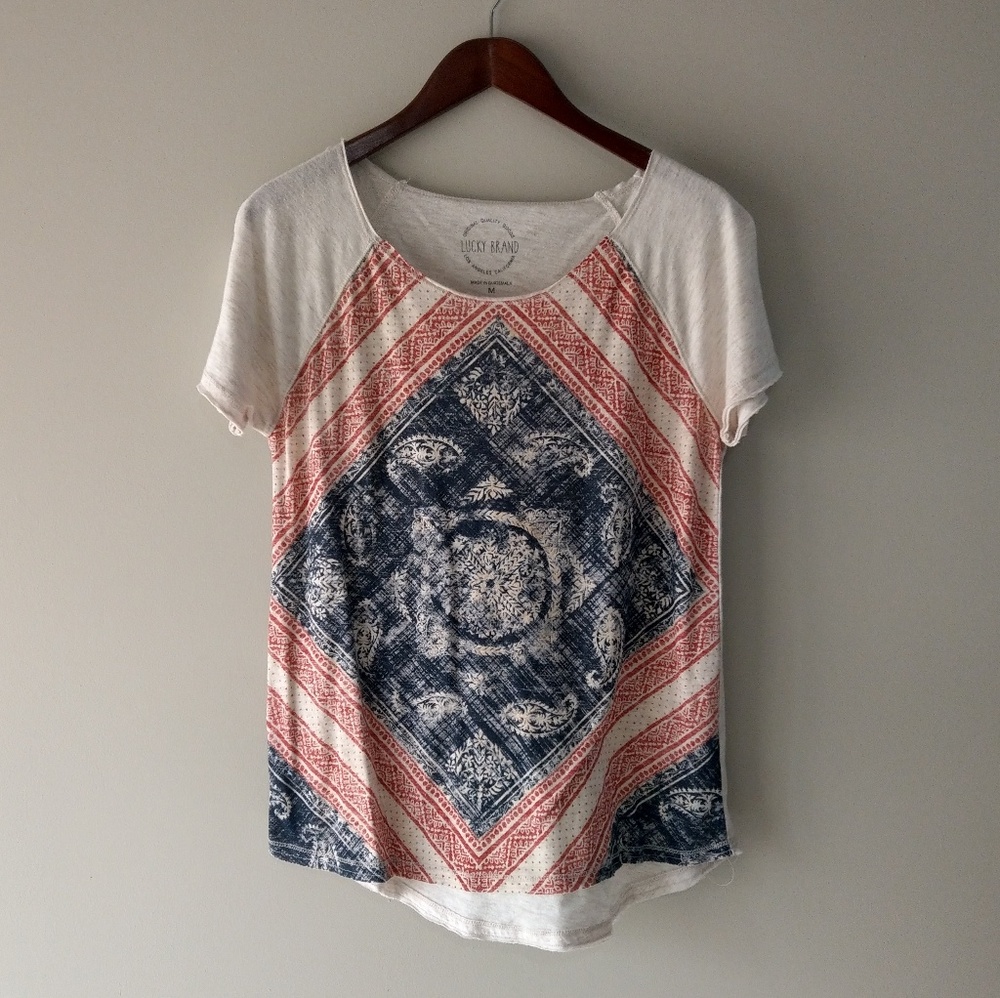 Lucky Brand Med Tee - Red, (almost) White & Blue